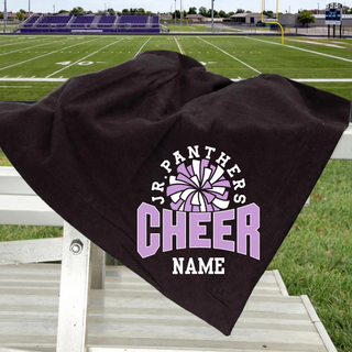 Black Royal Valley Jr. Panthers Cheer Burst personalized stadium blanket