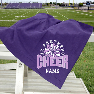 Purple Royal Valley Jr. Panthers Cheer Burst personalized stadium blanket