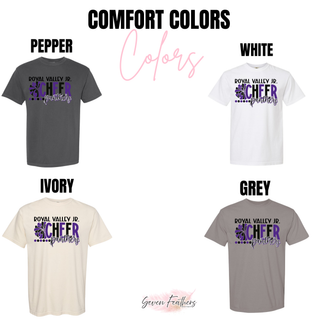 Royal Valley Jr. Panthers cheer Comfort Colors top options in pepper, white, ivory, and grey