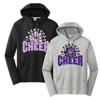 Royal Valley Jr. Panthers Cheer Pom Burst Performance Fleece Hoodie in black and silver
