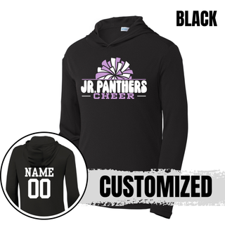 Black Royal Valley Jr. Panthers Cheer Pom PosiCharge Competitor hoodie with optional white name and number personalization on the back.