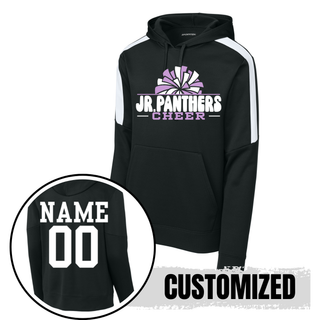 Black and white Royal Valley Jr. Panthers Cheer Pom Sport-Wick Fleece United hoodie with optional white name and number on the back.