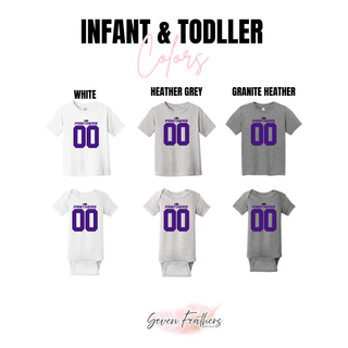 Royal Valley Jr. Panthers Custom Number Jersey Top infant bodysuit and toddler color options