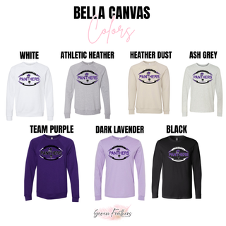Royal Valley Jr. Panthers Football Outline Bella Canvas long sleeve and crewneck color options