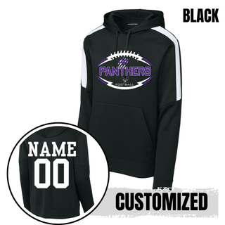 Black Royal Valley Jr. Panthers Football Outline Fan Favorite Hoodie with custom name and player number