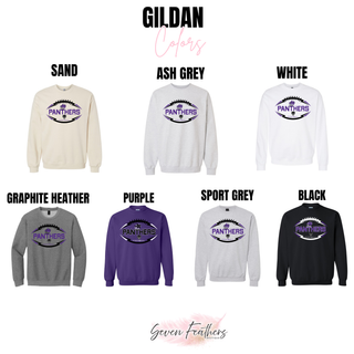Royal Valley Jr. Panthers Football Outline Gildan crewneck color options