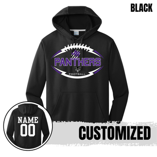 Black Royal Valley Jr. Panthers Football Outline Performance Fleece Hoodie with custom name and player number