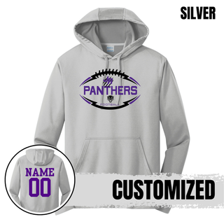 Silver Royal Valley Jr. Panthers Football Outline Performance Fleece Hoodie with custom name and player number
