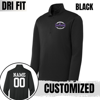 Black Royal Valley Jr. Panthers Football Outline Performance Quarter-Zip with optional name and number