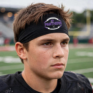 Football player wearing a Royal Valley Jr. Panthers Football Outline PosiCharge Headband