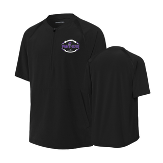 Black Royal Valley Jr. Panthers Football Outline Repeat Half Zip Short Sleeve Jacket front and back views