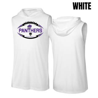 White Royal Valley Jr. Panthers Football Outline Sleeveless Hoodie front and back views