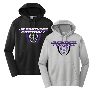 Royal Valley Jr. Panthers football shield performance fleece hoodies in black and silver