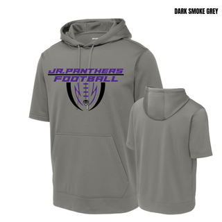Royal Valley Jr. Panthers Football Shield Short Sleeve Hoodie in dark smoke grey