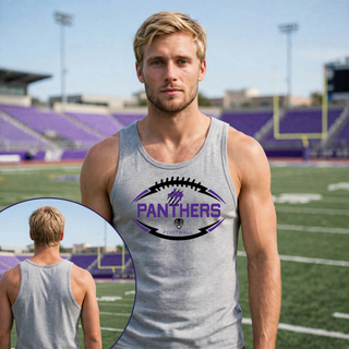 Man wearing a Royal Valley Jr. Panthers Goal Line football tank top