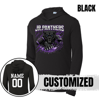 Black Royal Valley Jr. Panthers Panther Attack football PosiCharge competitor hoodie with personalized back