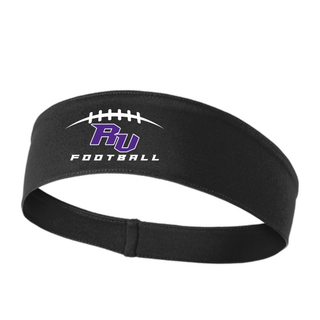 Black Royal Valley Jr. Panthers RV Football PosiCharge headband with purple RV football graphic