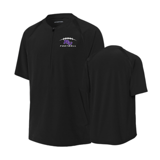Black Royal Valley Jr. Panthers RV Football Repeat 1/2-Zip Short Sleeve Jacket shown from the front and back