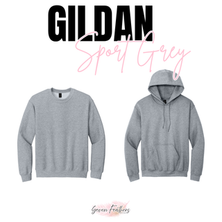 Sport grey crewneck and pullover hoodie options for Royal Valley Jr. Panthers cheerleaders and fans