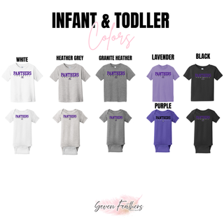 Royal Valley Jr. Panthers varsity football infant bodysuit and toddler top color options