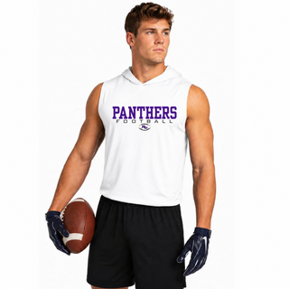 Football player wearing a white Royal Valley Jr. Panthers Varsity Football Sleeveless Performance Hoodie