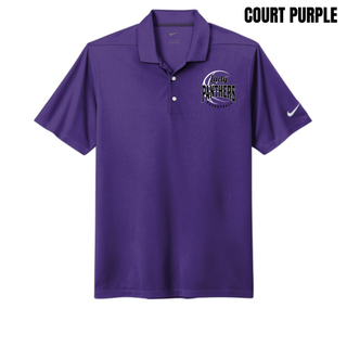 Court Purple micro pique polo with the Lady Panthers Basketball design on the left chest