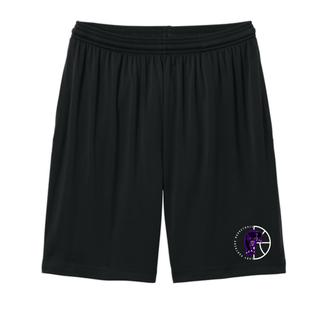 Black cooling performance shorts with the Half Court Prowl Lady Panthers design on the lower leg
