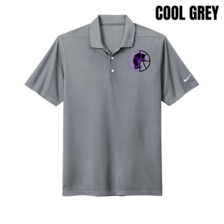Cool grey Dri-FIT micro pique polo with the Half Court Prowl Lady Panthers design on the left chest