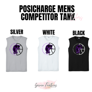Men's competitor tank color chart in silver, white, and black with the Half Court Prowl Lady Panthers design
