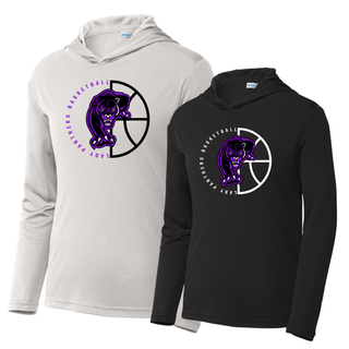 Silver and black PosiCharge hooded pullovers with the Half Court Prowl Lady Panthers Basketball design