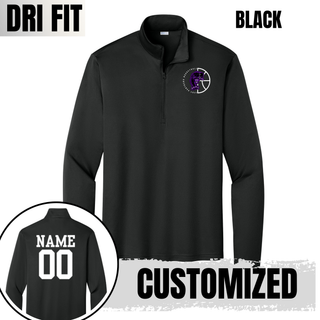 Black PosiCharge quarter-zip with a left chest Half Court Prowl design and a white name and number on the back