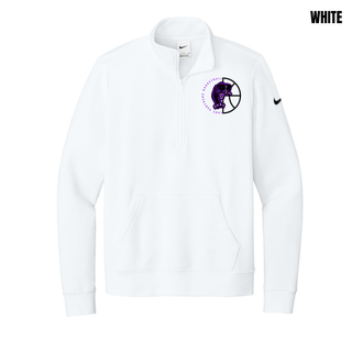White women's club fleece half-zip with the Half Court Prowl Lady Panthers design on the left chest