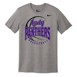Carbon Heather rLegend tee with the purple Lady Panthers Basketball design centered on the chest