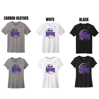 rLegend tee color chart showing Carbon Heather, White, and Black men's and women's tees, each with the Lady Panthers design on the chest