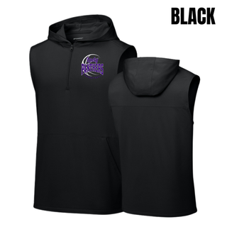 Black sleeveless hooded quarter-zip with a left chest Lady Panthers Basketball design, front and back view