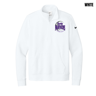 White women's club fleece half-zip with a Lady Panthers Basketball design in purple and black on the left chest