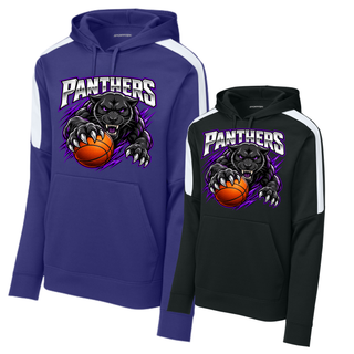 Purple and black fan favorite hoodies with white shoulder panels and the Full Court Attack panther design