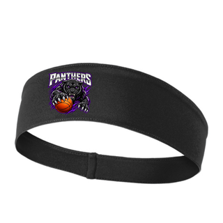 Black PosiCharge headband with the Full Court Attack design, a snarling panther clawing an orange basketball
