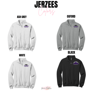 Royal Valley Panthers Basketball Leaping Panther Cadet Quarter-Zip color chart showing Ash Grey, Oxford, White, and Black
