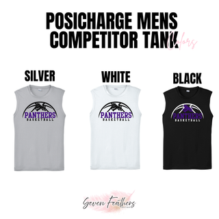 Royal Valley Panthers Basketball Leaping Panther Men's PosiCharge Competitor Tank color chart showing Silver, White, and Black
