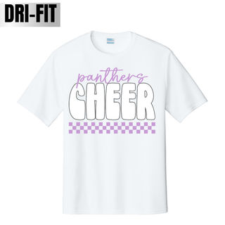 Royal Valley Panthers Cheer checkered lavender Dri-Fit performance shirt front view