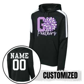 Go Panthers cheer pom customized black fan favorite hoodie with name and number on back