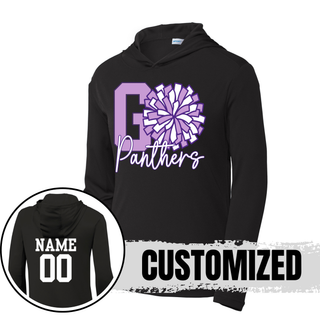 Go Panthers cheer pom customized hoodie in black with name and number on back