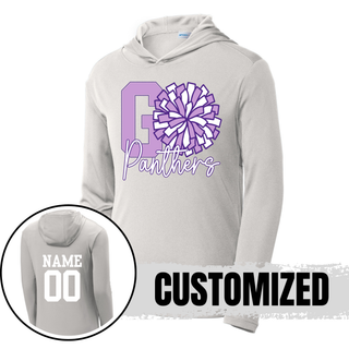 Go Panthers cheer pom customized hoodie in silver with name and number on back