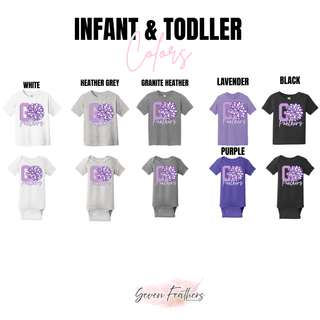 Go Panthers cheer pom infant and toddler color options white heather grey granite heather lavender purple and black