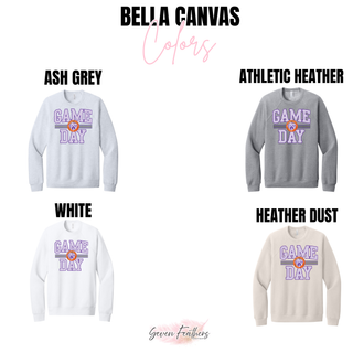 Bella+Canvas color chart for the Royal Valley Panthers Polka Dots Game Day Basketball Top, showing Ash Grey, Athletic Heather, White, and Heather Dust
