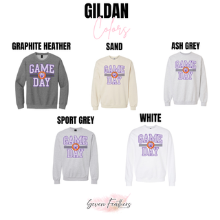 Gildan color chart for the Royal Valley Panthers Polka Dots Game Day Basketball Top, showing Graphite Heather, Sand, Ash Grey, Sport Grey, and White