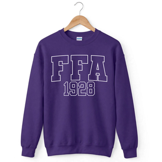 Royal Valley purple FFA Knock Out top with varsity outline block lettering and 1928