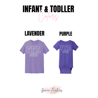 Royal Valley purple FFA Knock Out top infant onesie and toddler tee color options including lavender and purple