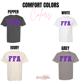 Royal Valley purple polka dot FFA top graphic tee color options including pepper white ivory and grey